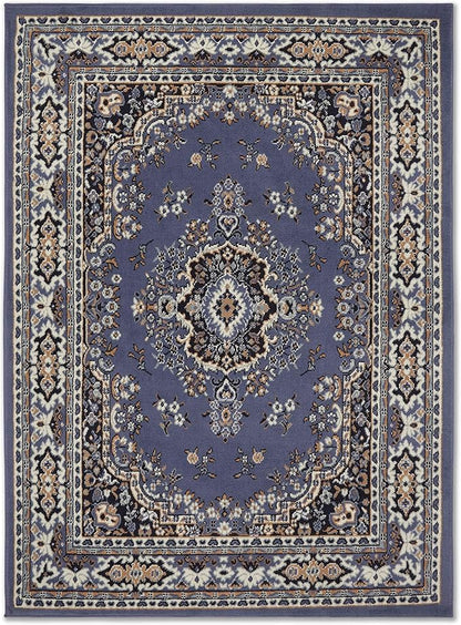 Home Dynamix Premium Sakarya Traditional Medallion Border Area Rug, Country Blue, 3'7"x5'2" Rectangle