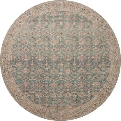 Loloi Angela Rose Aubrey Collection AUB-02 Aqua/Sand 5'-0" x 5'-0", .19" Pile Height, Round Area Rug