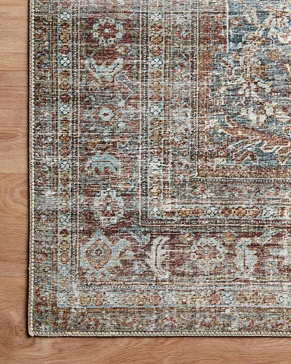 Loloi Chris Loves Julia Jules Collection JUL-05 Lagoon/Brick 5'-0'' x 7'-6'', .13" Pile Height, Area Rug