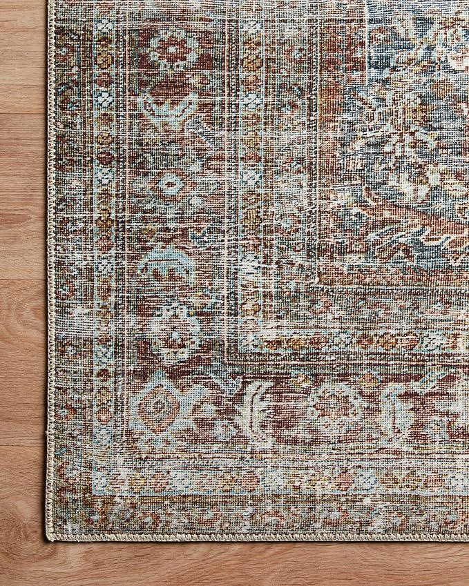 Loloi Chris Loves Julia Jules Collection JUL-05 Lagoon/Brick 8'-6'' x 11'-6'', .13" Pile Height, Area Rug