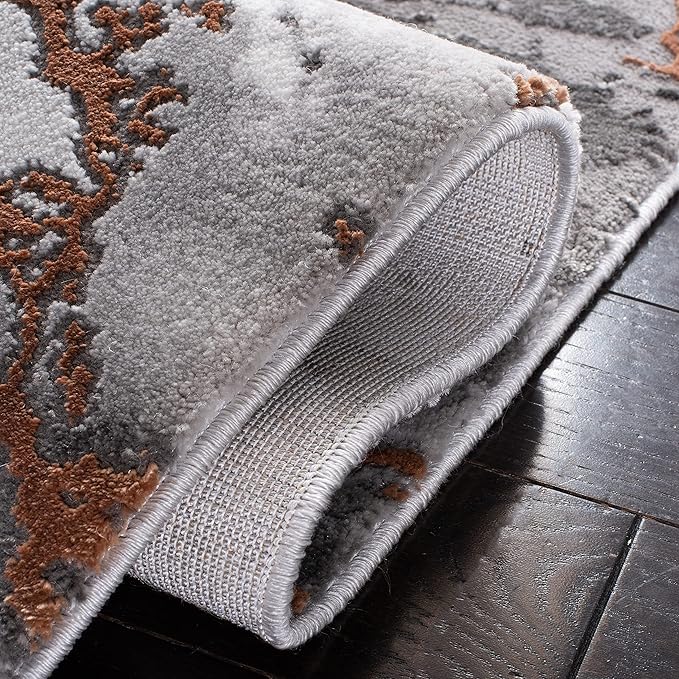 SAFAVIEH Craft Collection 5'3" x 7'6" Grey/Orange CFT877P Modern Abstract Non-Shedding Living Room Dining Bedroom Area Rug