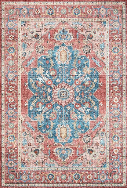 Loloi II Skye Collection SKY-05 Brick/Ocean 3'-6" x 5'-6" Accent Rug