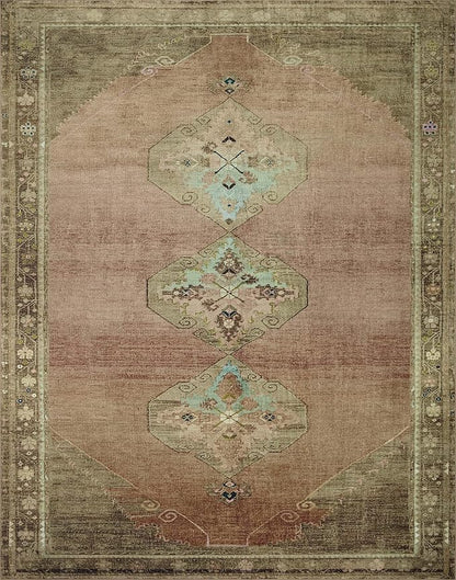 Loloi Magnolia Home by Joanna Gaines Sinclair Collection SIN-06 Clay/Tobacco 2'-0" x 5'-0", .25" Pile Height, Machine Washable, Accent Rug