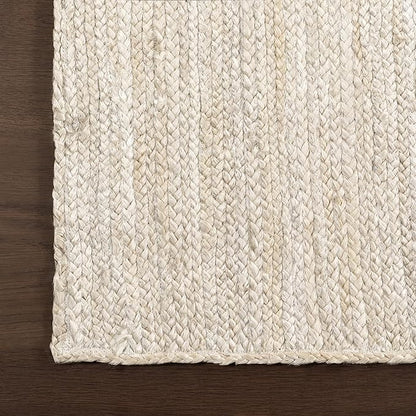 nuLOOM Oval 8x10 Rigo Jute Hand Woven Area Rug, Off White, Solid Farmhouse Design, Natural Fiber, For Bedroom, Living Room, Dining Room, Hallway, Office, Kitchen, Entryway