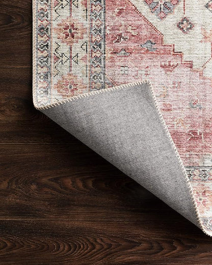 Loloi Skye Collection SKY-02 Ivory/Berry 8'-0" x 8'-0" Round Area Rug