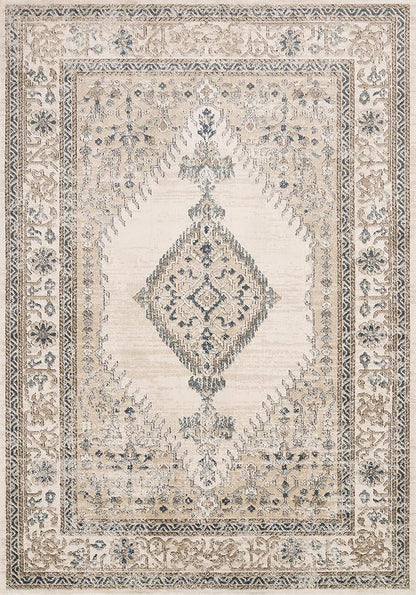 Loloi Teagan Collection TEA-02 Oatmeal/Ivory 11'-6" x 15' Area Rug, Large, Soft Neutral Rug, High-Traffic for Living Room, Bedroom, Home Office, Dining Area