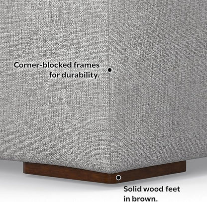 SIMPLIHOME Rex Modular Sofa and Ottoman Set in 100% Recycled Polyester Tightly Woven Performance Fabric, Pale Grey, 122-inch-wide 3-Seater Couch and Matching 34-inch-wide Ottoman for Living Room