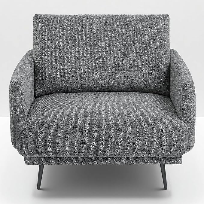 Mid-Century Accent Chair,Modern Oversized Armchair for Living Room,Comfy Upholstered Reading Accent Chairs for Bedroom,Single Sofa Chair (Dark Grey-1PACK)