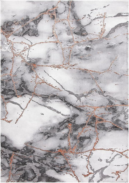 SAFAVIEH Area Rug 8x10 - Craft Collection - Large - Grey & Orange, Modern Abstract Marble Pattern Design, Non-Shedding & Easy Cleaning, Ideal for Living Room, Bedroom, Office, Dining Space (CFT877P)
