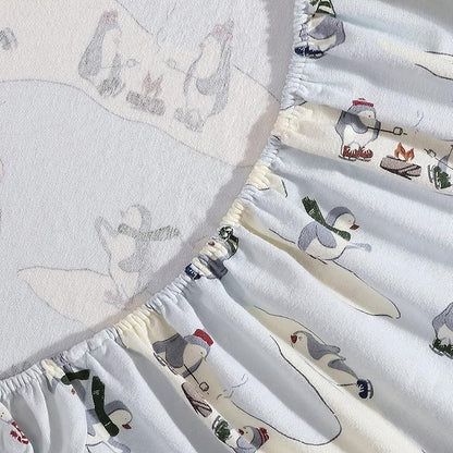 Eddie Bauer - Full Sheets, Cotton Flannel Bedding Set, Brushed For Extra Softness, Cozy Home Decor (Skating Penguin, Full)