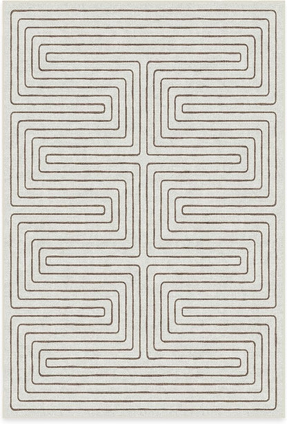RUGGABLE x Jonathan Adler Machine Washable Modern Area Rug – Labyrinth Camel/Ivory 6x9, Stain-Resistant, Non-Slip – Medium Rugs for Living Room, Bedroom, Hallway, Entryway & Office–with Standard Pad