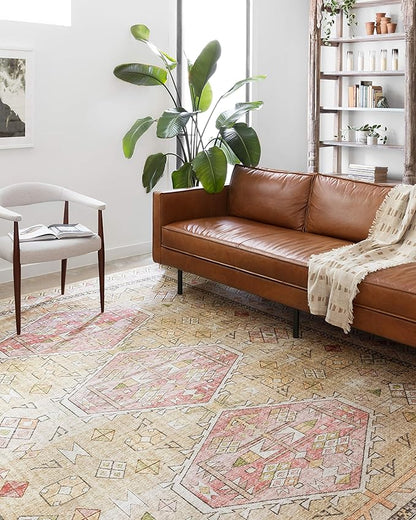 Loloi Skye Collection SKY-04 Gold/Blush 7' x 9' Oval Area Rug