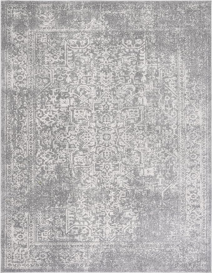 SAFAVIEH Evoke Collection 11' x 15' Silver / Ivory EVK256S Oriental Distressed Non-Shedding Living Room Bedroom Dining Home Office Area Rug