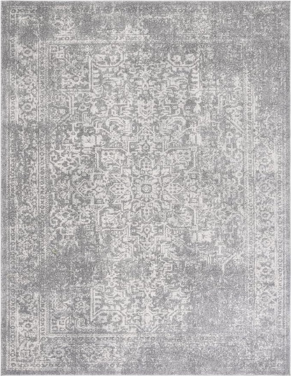 SAFAVIEH Evoke Collection 11' x 15' Silver / Ivory EVK256S Oriental Distressed Non-Shedding Living Room Bedroom Dining Home Office Area Rug