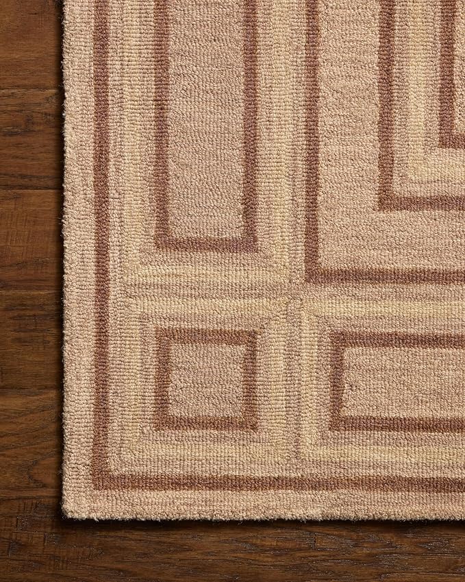 Loloi Chris Loves Julia Alfie Collection ALF-01 Blush/Rose 9'-3" x 13' Area Rug Wool Neutral Living Bedroom Dining Carpet