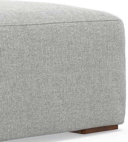SIMPLIHOME Rex Modular Sofa and Ottoman Set in 100% Recycled Polyester Tightly Woven Performance Fabric, Pale Grey, 88-inch-Wide 2-Seater Couch and Matching 34-inch-Wide Table Ottoman for Living Room