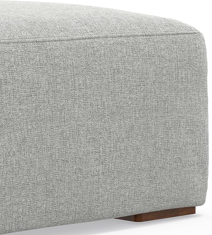 SIMPLIHOME Rex Modular Sofa and Ottoman Set in 100% Recycled Polyester Tightly Woven Performance Fabric, Pale Grey, 122-inch-wide 3-Seater Couch and Matching 34-inch-wide Ottoman for Living Room