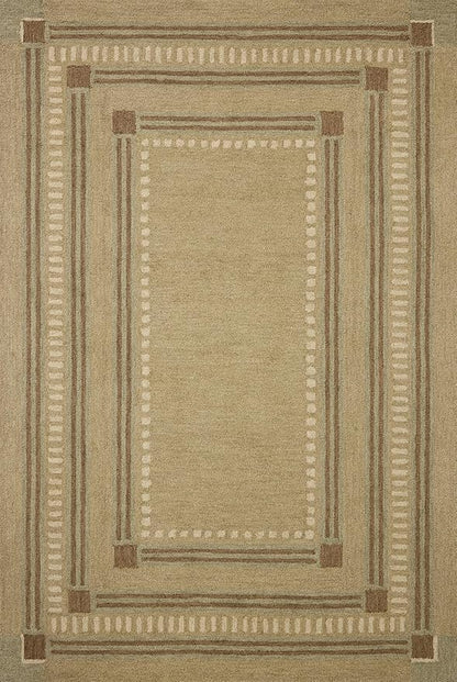 Loloi Chris Loves Julia Alfie Collection ALF-04 Green/Natural 8'-6" x 11'-6" Area Rug Wool Neutral Living Bedroom Dining Carpet