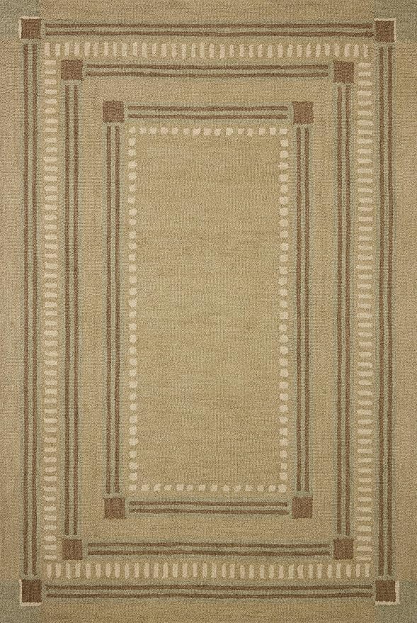 Loloi Chris Loves Julia Alfie Collection ALF-04 Green/Natural 5'-0" x 7'-6" Area Rug Wool Neutral Living Bedroom Dining Carpet