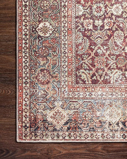 Loloi Layla Collection LAY-11 Cinnamon/Sage 2'-6" x 7'-6" .13" Thick Runner Rug, Soft, Durable, Vintage Inspired, Distressed, Low Pile, Non-Shedding, Easy Clean, Printed, Living Room Rug
