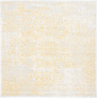 SAFAVIEH Evoke Collection Area Rug - 3' Square, Ivory & Gold, Distressed Design, Non-Shedding & Easy to Clean, Ideal for Foyer, Bedroom, Accent Space (EVK256B)