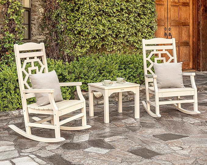 Martha Stewart by POLYWOOD® Chinoiserie Rocking Chair in Slate Grey