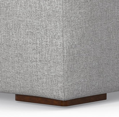 SIMPLIHOME Rex Modular Sofa and Ottoman Set in 100% Recycled Polyester Tightly Woven Performance Fabric, Pale Grey, 88-inch-Wide 2-Seater Couch and Matching 34-inch-Wide Table Ottoman for Living Room