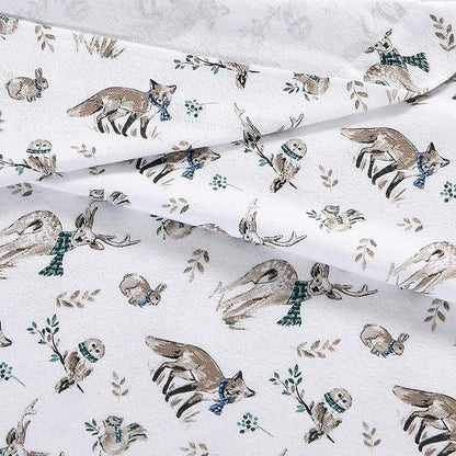 Eddie Bauer - Twin Sheets, Cotton Flannel Bedding Set, Brushed For Extra Softness, Cozy Home Decor (Woodland Friends, Twin)