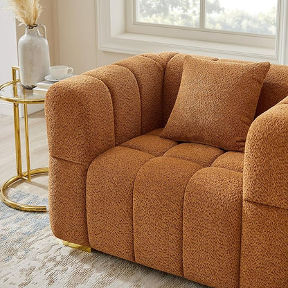VANOMi Oversized Accent Chairs Set of 2, Boucle Arm Chair with Deep Seat, Oversized Comfy Reading Chair for Living Room, Bedroom, Office, Apartment，Curry (2 Piece)