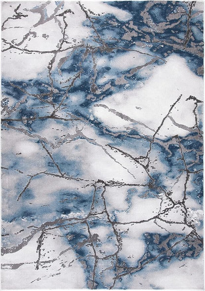 SAFAVIEH Craft Collection Area Rug - 10'6" x 14', Grey & Blue, Modern Abstract Design, Non-Shedding & Easy Care, Ideal for High Traffic Areas in Living Room, Bedroom (CFT877L)