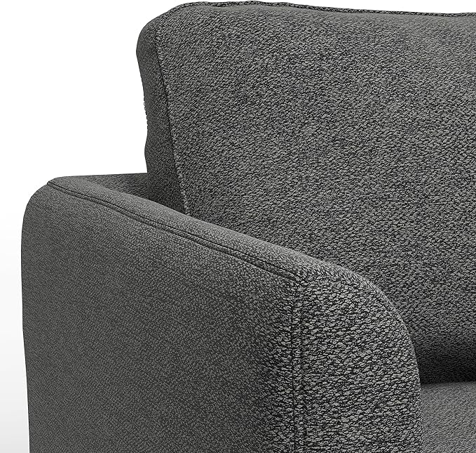 SIMPLIHOME Livingston 90-inch Wide Sofa in Charcoal Grey Woven-Blend Fabric, Handcrafted Mid-Century Modern Oversized 3-Seater Couch Sofa for Living Room or Family Room, Solid Wood Frame