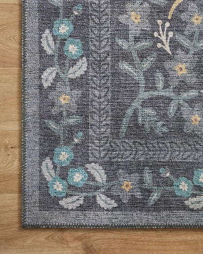 Loloi Rifle Paper Co. Maison Collection MAO-01 Nightingale Black 3'-9" x 5'-6", .19" Pile Height, Accent Rug