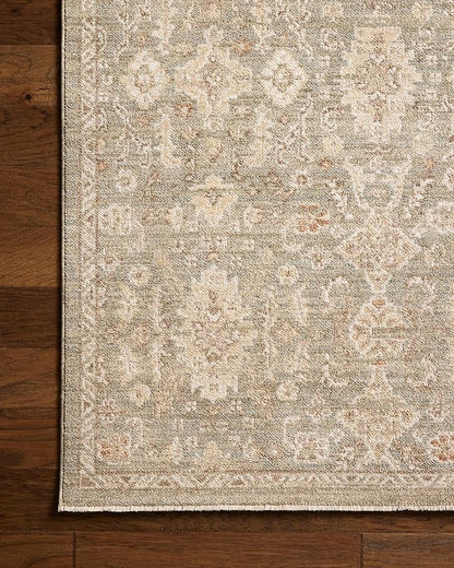 Loloi Chris Loves Julia Palma Collection PLM-03 Lagoon/Natural 6'-3" x 9'-6" Area Rug Vintage Style Boho Living Room Bedroom Carpet