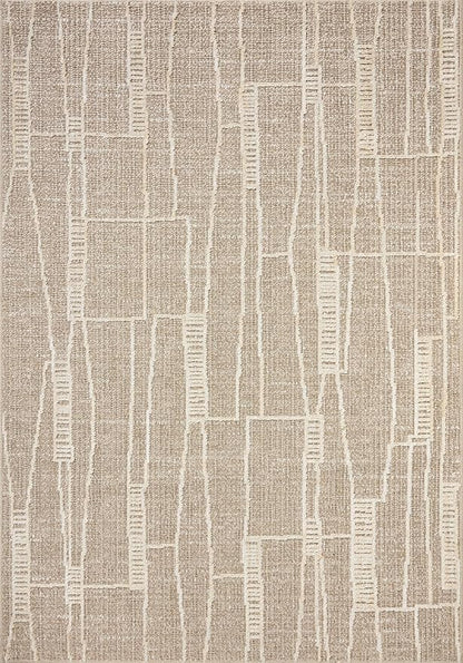 Loloi Amber Lewis Bexley Collection BEX-05 Mushroom/Natural 6'-6" x 9'-3" Area Rug Neutral, Textured, Living, Bedroom, Dining, Carpet