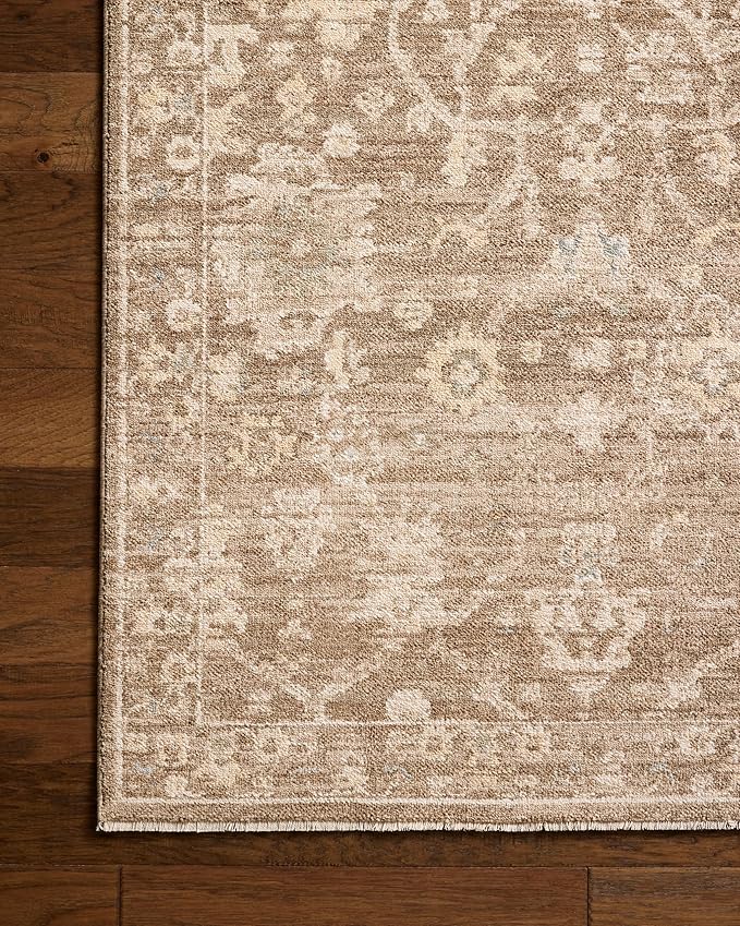 Loloi Chris Loves Julia Palma Collection PLM-09 Brown/Earth 2'-3" x 3'-10" Fringe Accent Rug Vintage Style Boho Living Room Bedroom Carpet