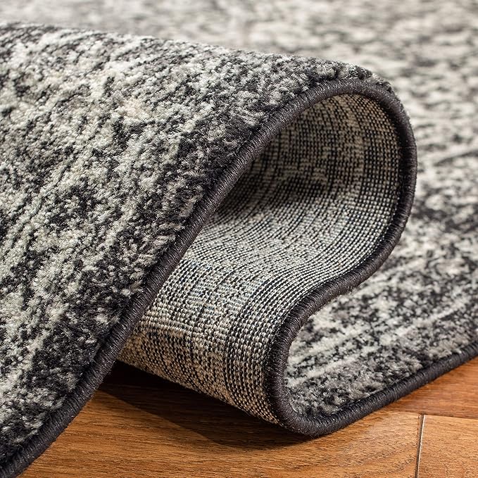 SAFAVIEH Evoke Collection 2'2" x 11' Black / Grey EVK256R Oriental Distressed Non-Shedding Living Room Bedroom Runner Rug