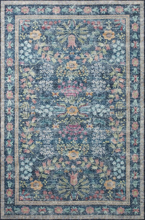 Loloi Rifle Paper Co. Maison Collection MAO-06 Blue/Multi 3'-9" x 5'-6", .19" Pile Height, Accent Rug