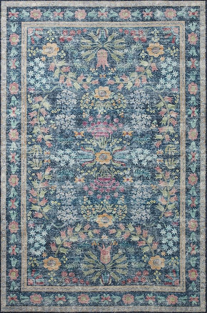 Loloi Rifle Paper Co. Maison Collection MAO-06 Blue/Multi 3'-9" x 5'-6", .19" Pile Height, Accent Rug