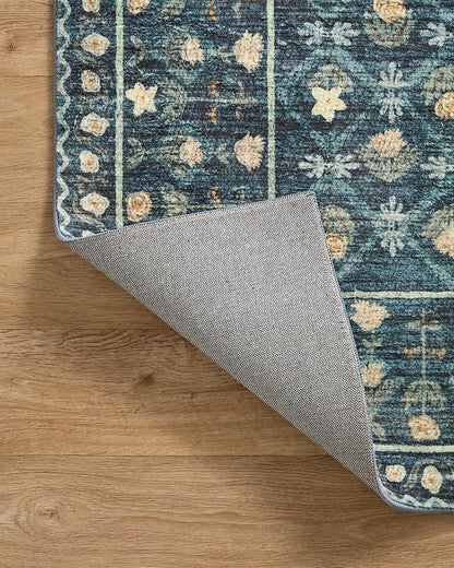 Loloi Rifle Paper Co. Eden Collection EDE-03 Lattice Indigo 2'-6" x 9'-6" Runner Rug feat. CloudPile™