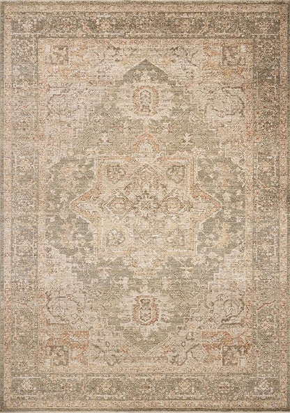 Loloi Chris Loves Julia Palma Collection PLM-08 Olive/Spice 5'-3" x 7'-6" Fringe Area Rug Vintage Style Boho Living Room Bedroom Carpet