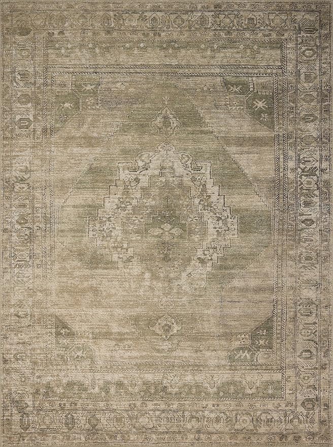 Loloi Amber Lewis Cambria Collection CBR-03 Sand/Olive 10'-0" x 14'-0" Area Rug Jute, Neutral, Vintage Style, Antique Tone, Living, Bedroom, Dining, Carpet