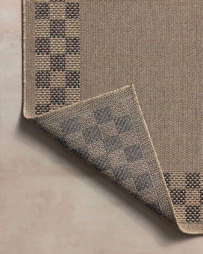 Loloi Chris Loves Julia Providence Collection PRC-01 Natural/Charcoal 2'-3" x 7'-7", .12" Pile Height, Indoor/Outdoor Runner Rug