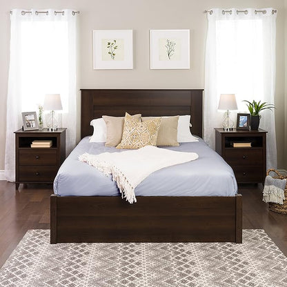 Prepac Stylish Flat Wood Panel Headboard for Queen Size Beds, Simplistic Wooden Queen Headboard 2.25" D x 64.5" W x 48" H, Espresso, EHFQ-1301-1