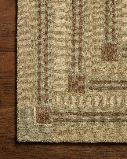Loloi Chris Loves Julia Alfie Collection ALF-04 Green/Natural 3'-6" x 5'-6" Accent Rug Wool Neutral Living Bedroom Dining Carpet