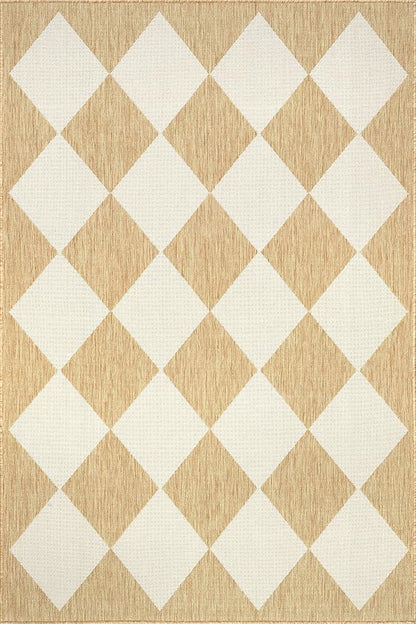 nuLOOM 8' x 10' Outdoor Performance Area Rug, Stain Resistant, Weather Resistant, High Traffic, Patio, Balcony, Outside, Sabina Tan