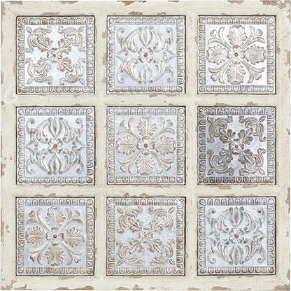Deco 79 Metal Scroll Home Wall Decor Wall Sculpture with Embossed Details, Wall Art 31" x 2" x 31", White