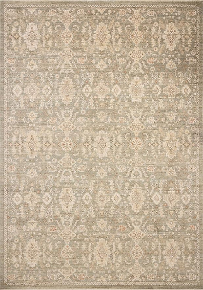 Loloi Chris Loves Julia Palma Collection PLM-03 Lagoon/Natural 6'-3" x 9'-6" Area Rug Vintage Style Boho Living Room Bedroom Carpet