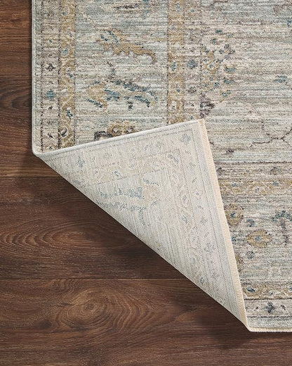 Loloi Magnolia Home by Joanna Gaines Millie Collection MIE-02 Sky/Gold 2'-3" x 3'-10", .25" Pile Height, Accent Rug