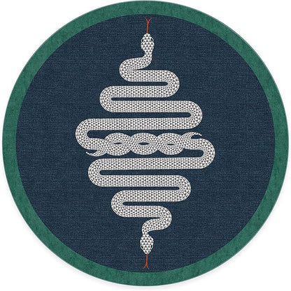 RUGGABLE x Jonathan Adler Machine Washable Modern Area Rug – Venom Sapphire 8 ft Round, Stain-Resistant, Non-Slip – Large Rugs for Living Room, Bedroom, Hallway, Entryway & Office–with Cushioned Pad