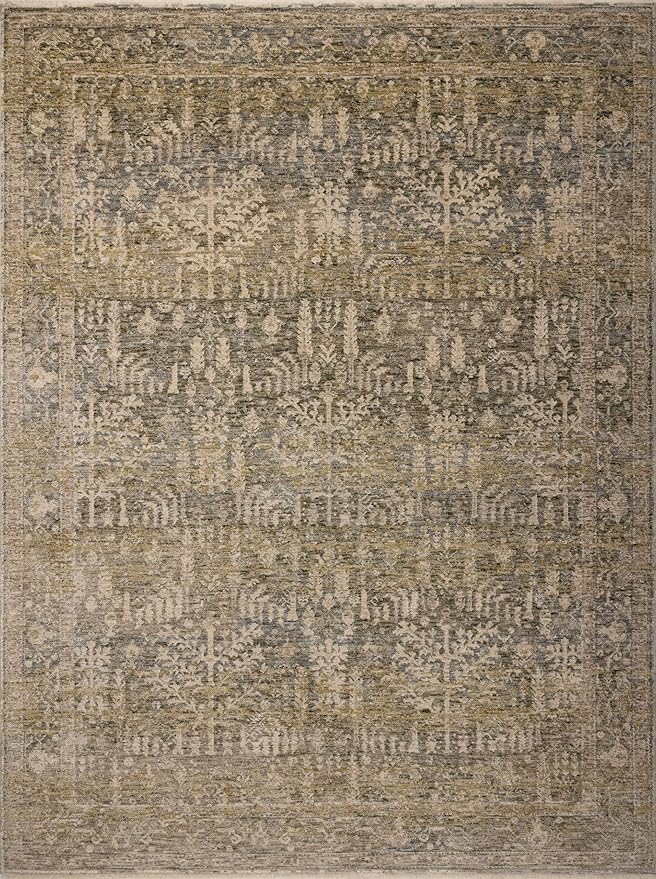 Loloi Magnolia Home by Joanna Gaines Junie Collection JUE-02 Moss/Natural 5'-3" x 5'-3", .38" Pile Height, Round Area Rug